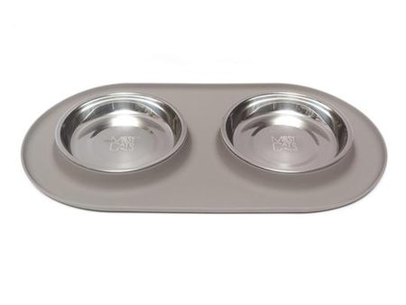 Messy Mutts Cat Double Feeder Silicone Grey Online