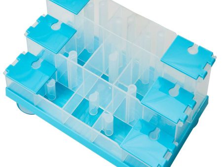 Doc and Phoebe Puzzle Feeder Cat Food and Treat Dispenser Blue 4.25in Online Sale