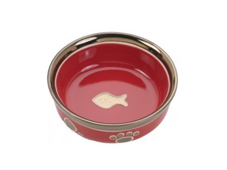 Spot 5  Cat, Red Ritz Copper Rim Dish Online now