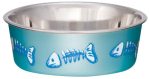 Loving Pets Bella Designer Fish Skeleton Cat Dish Metallic Ocean Blue 1ea XS Cheap