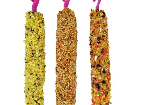 A and E Cages Smakers Snack 3-in-1 Mix Treat Stick for Parakeets 4.59 oz 3 Count Supply