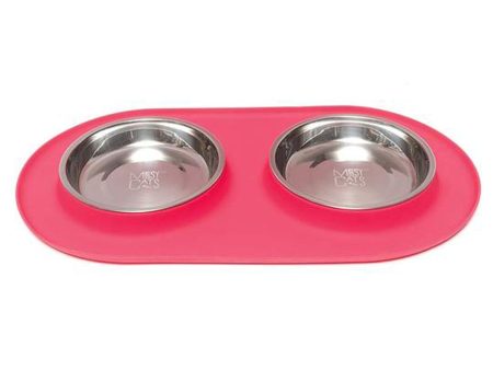 Messy Mutts Cat Double Feeder Silicone Red Online