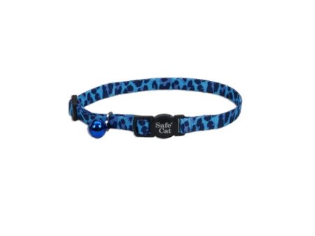 Coastal Safe Cat Fashion Adjustable Breakaway Collar Blue Leopard 3 8X12In on Sale