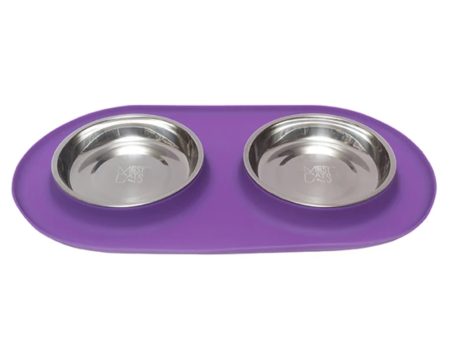 Messy Mutts Cat Double Feeder Silicone Purple Online