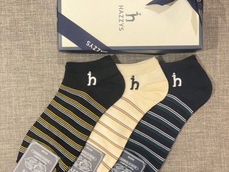 HAZZYS Men s Puppy Embroidery Cotton Blend Ankle Socks 3 Types Gentleman s Socks Men s Gift Set HZSS3E304-JS Sale