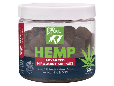 Only Natural Pet Hemp Advanced Hip & Joint Supplement for Dogs 60 Count Supply