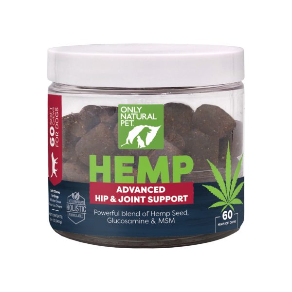 Only Natural Pet Hemp Advanced Hip & Joint Supplement for Dogs 60 Count Supply