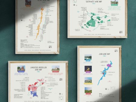 13 wine maps of French regions Hot on Sale