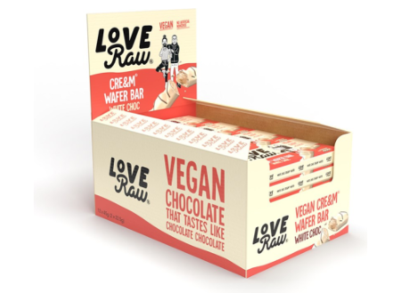 Love Raw - Barquillos rellenos de chocolate blanco (Vegan White Choc Cream Filled Wafer Bars) (Caja de 12 uds) Discount