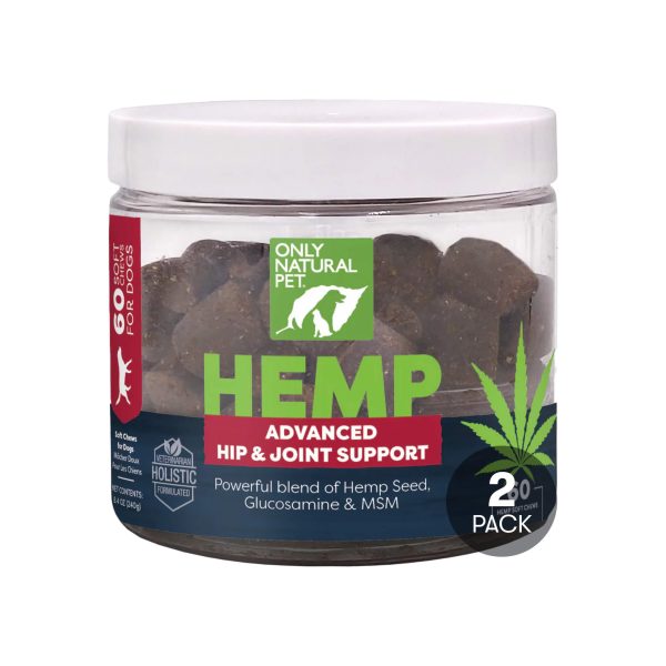 Only Natural Pet Hemp Advanced Hip & Joint Supplement for Dogs 60 Count Supply