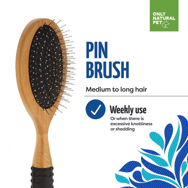 Only Natural Pet Pin Brush with Bamboo Handle for Dogs Sale